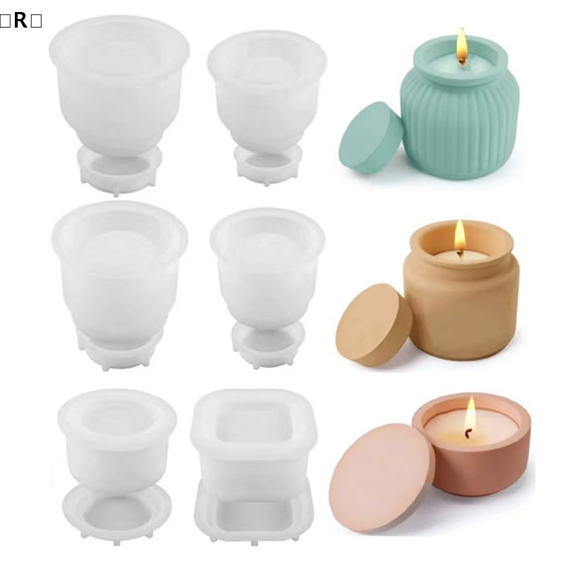 Candle Making Jars With Lids - 〔R〕1세트 DIY 캔들 용기 실리콘 몰드