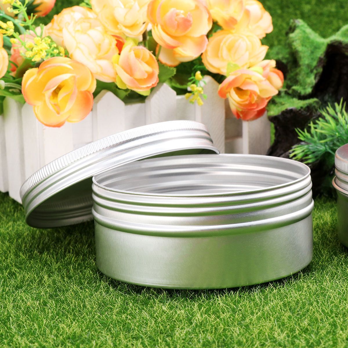 Tin Container Lid - 10개입, 나사식 뚜껑이 달린 알루미늄 틴