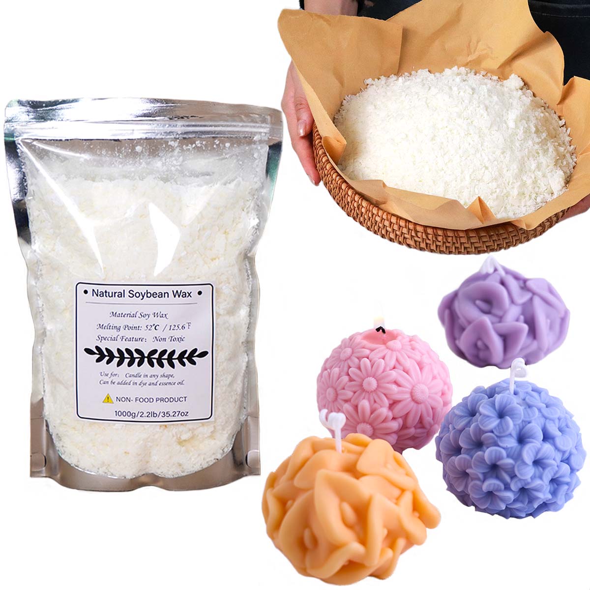 Candle Making Kits - 100/250/500/1000g 천연 소이 왁스 플레이크 DIY