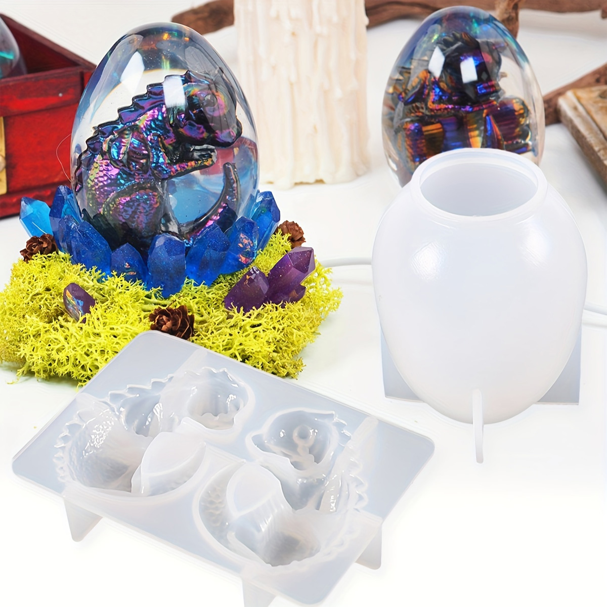 Candle Making Kits - 실리콘 드래곤 에그 몰드, 2개 세트,