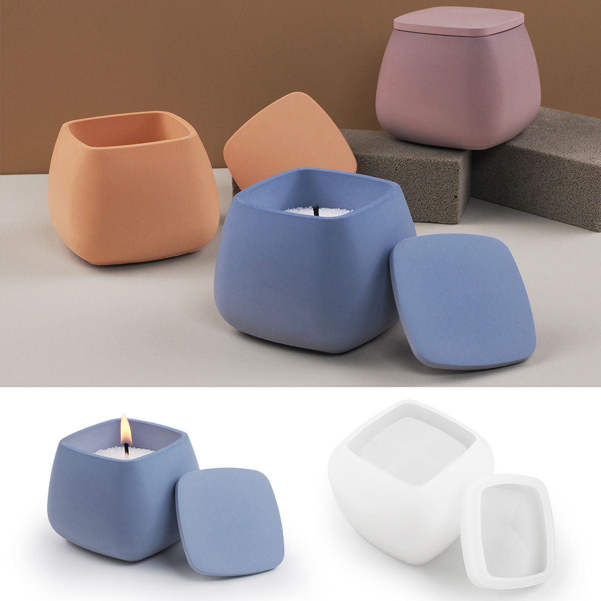 사각형 양초 항아리 실리콘 몰드 DIY 뚜껑 보석 보관 - Candle Making Jars With Lids 리뷰 및 가격