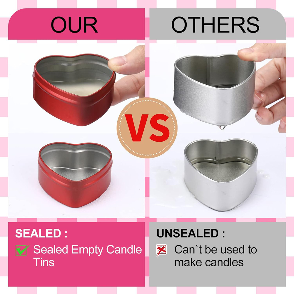 2온스 하트 모양 금속 틴 캔 뚜껑 포함 빈 양초 용기 - Candle Making Jars With Lids 리뷰 및 가격