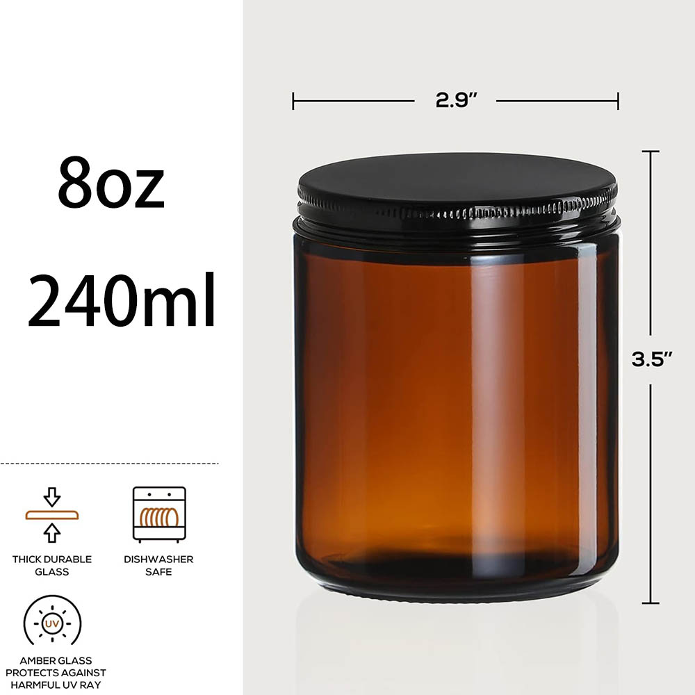 8온스 앰버 유리병(검정색 뚜껑 포함) - 양초 제작, - Candle Making Jars With Lids 리뷰 및 가격